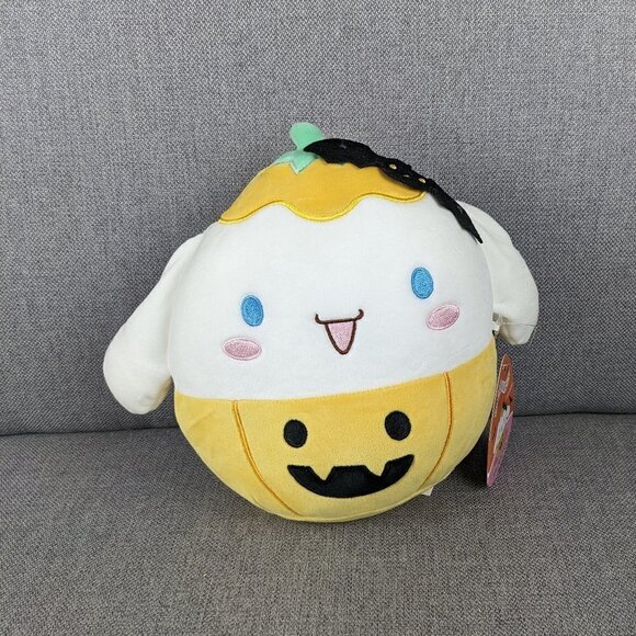 Squishmallows x Sanrio Halloween Cinnamoroll in Pumpkin Costume with Bat 8" - Picture 1 of 6